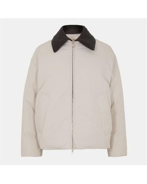 Bottega Veneta Tech Long Sleeve Double Zip Short Puffer Jacket - Natural