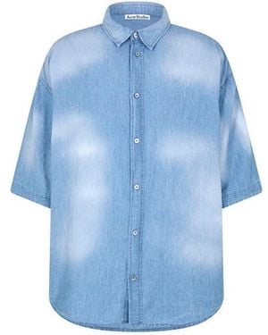 Acne Studios Geometric Print Short Sleeve Shirt - Blue