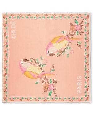 Chloé Parrot Silk Scarf - Pink