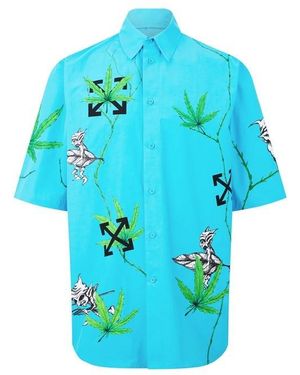 Off-White c/o Virgil Abloh Graphic Print Short Sleeve Shirt - Blue
