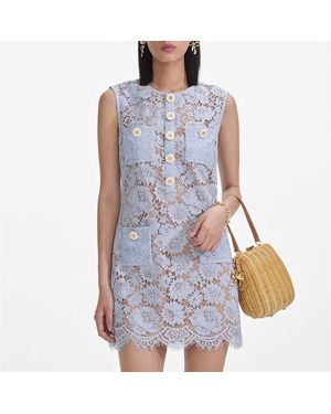 Self-Portrait Fine Lace Mini Dress - Blue
