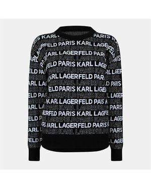 KARL LAGERFELD Karl Sportswear Knitted Crew Neck Jumper - Black