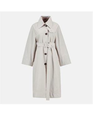 Barbour Robyn Showerproof Long Sleeve Calf Length Trench Coat - White