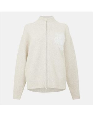The Couture Club Fluffy Knit Zip-Through - White