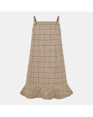 Ganni Check Mini Pinafore Dress - Brown
