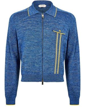 Versace Full Zip Knitted Top - Blue