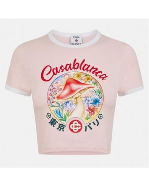 CASABLANCA Mushroom Fitted Baby Tee - Pink