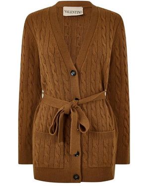 Valentino Val Cashmere Cardi Ld63 - Brown
