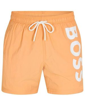 BOSS Octopus Swim Shorts, Comfortable Elasticated Waist - Orange