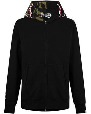 A Bathing Ape Giant Shark Zip Hoodie - Black