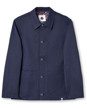 Pretty Green Didsbury Structured Relaxed Fit Overshirt - Blue