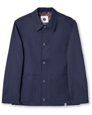 Pretty Green Didsbury Structured Relaxed Fit Overshirt - Blue