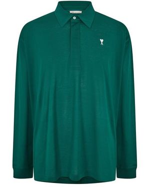 Ami Paris Long Sleeve Polo Shirt - Green
