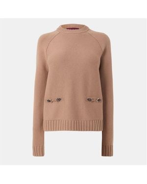 Gucci Wool Cashmere Top With Horsebit - Natural
