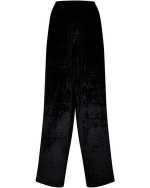 Balenciaga Shiny Velvet Wide Leg Trousers - Black