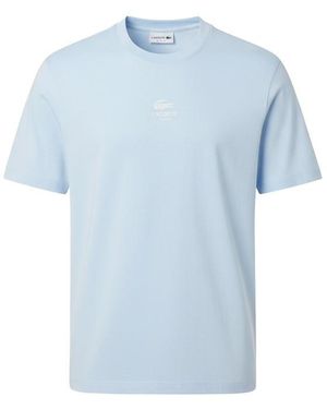 Lacoste Signature Print Cotton T-Shirt - Blue