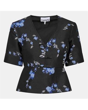 Ganni Short Sleeve Blouse - Blue