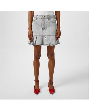 Ganni Pleated Denim Skirt - Grey