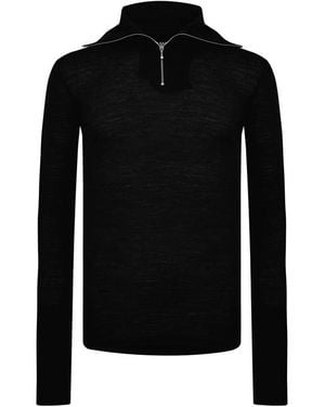 Jil Sander Jsr Ls Quarter Zip Sn44 - Black