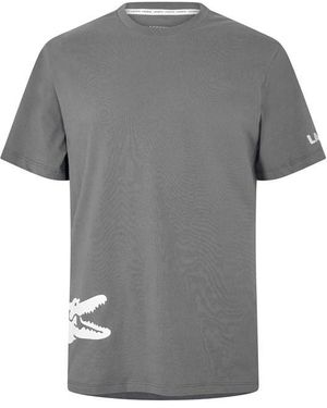 Lacoste Printed Cotton Lounge Short Sleeve Pyjama Top - Grey