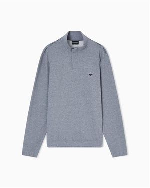 Emporio Armani 1/4 Zip Fleece - Blue