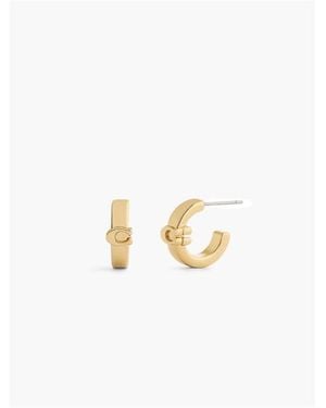 COACH Signature C Huggie Earrings - Metallic