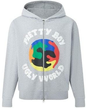 PRETTY BOY UGLY WORLD The Cotton Long Sleeve Oversized Fit Zip Hoodie - Grey