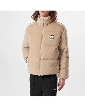 8 MONCLER PALM ANGELS Adults Abrolhos Corduroy Cotton Long Sleeve Short Puffer Jacket - Natural