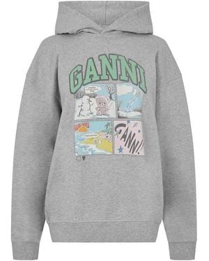 Ganni Oversized Overhead Hoodie - Grey