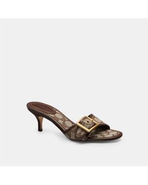 COACH Margot Sandal In Signature Textile Jacquard - Brown