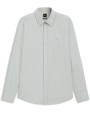 BOSS Relegant 6 Cotton Long-Sleeve Shirt - Grey