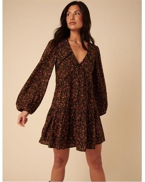 Nobody's Child Marley Ditsy Print Mini Dress - Brown