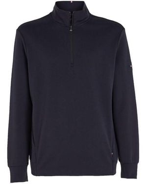 Tommy Hilfiger Double Face Knit Half Zip Sweatshirt - Blue