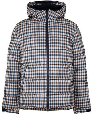 Aquascutum Checked Puffer Water Resistant Wind Resistant Primaloft Jacket - Black