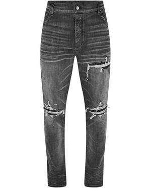 Amiri Leather Slim Fit Jeans - Grey