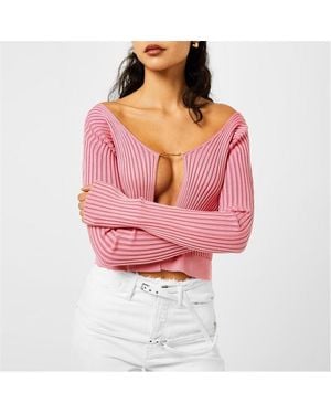 Jacquemus La Maille Pralu Longue Cardigan Top - Pink