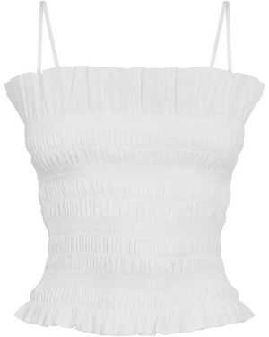 ANDAMANE Suri Smock Tube Bandeau Top - White