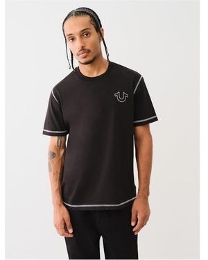 TRUE RELIGION Regular Fit Stitch T-Shirt - Black