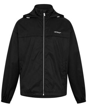 Off-White c/o Virgil Abloh Bookish Embroidered Logo Long Sleeve Windbreaker - Black