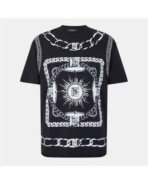 Balmain Foulard Foulard Pattern T-Shirt - Black