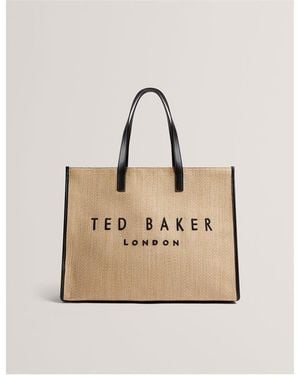 Ted Baker Raffia Icon Shoulder Bag - Natural