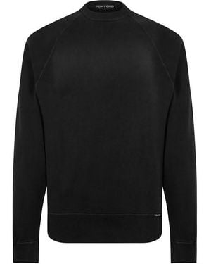 Tom Ford Plain Cotton Crew Sweatshirt - Black