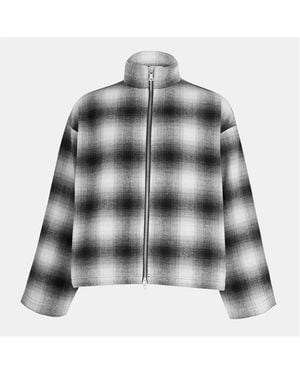MKI Miyuki-Zoku Wool Check Overshirt - Black
