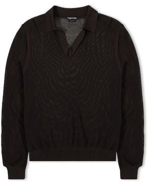 Tom Ford Tf Mesh Long Sleeve Knitted Top - Brown