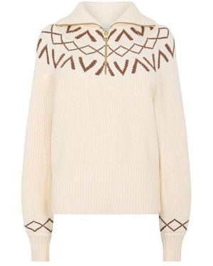 Varley Sigrid Ribbed-Knit Half-Zip Jumper - Natural