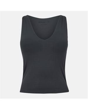 Represent V-Neck Built-In Bra 4-Way Stretch Slim Fit Tank Vest - Blue