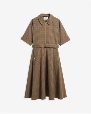 Barbour Carville Re-Engineered Cotton Check A-Line Dress - Brown