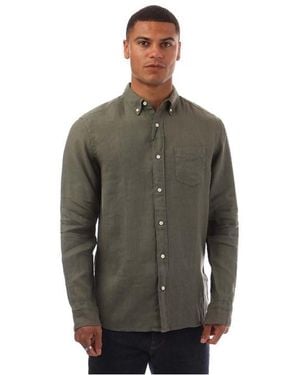 GANT Regular Fit Garment Dyed Linen Shirt - Green