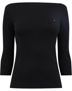 Tommy Hilfiger Cody Slim Boat Neck Long-Sleeve T-Shirt - Black