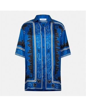 Off-White c/o Virgil Abloh Bandana Bowling Shirt - Blue
